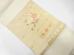 鳳凰に花唐草模様織り出し　名古屋帯